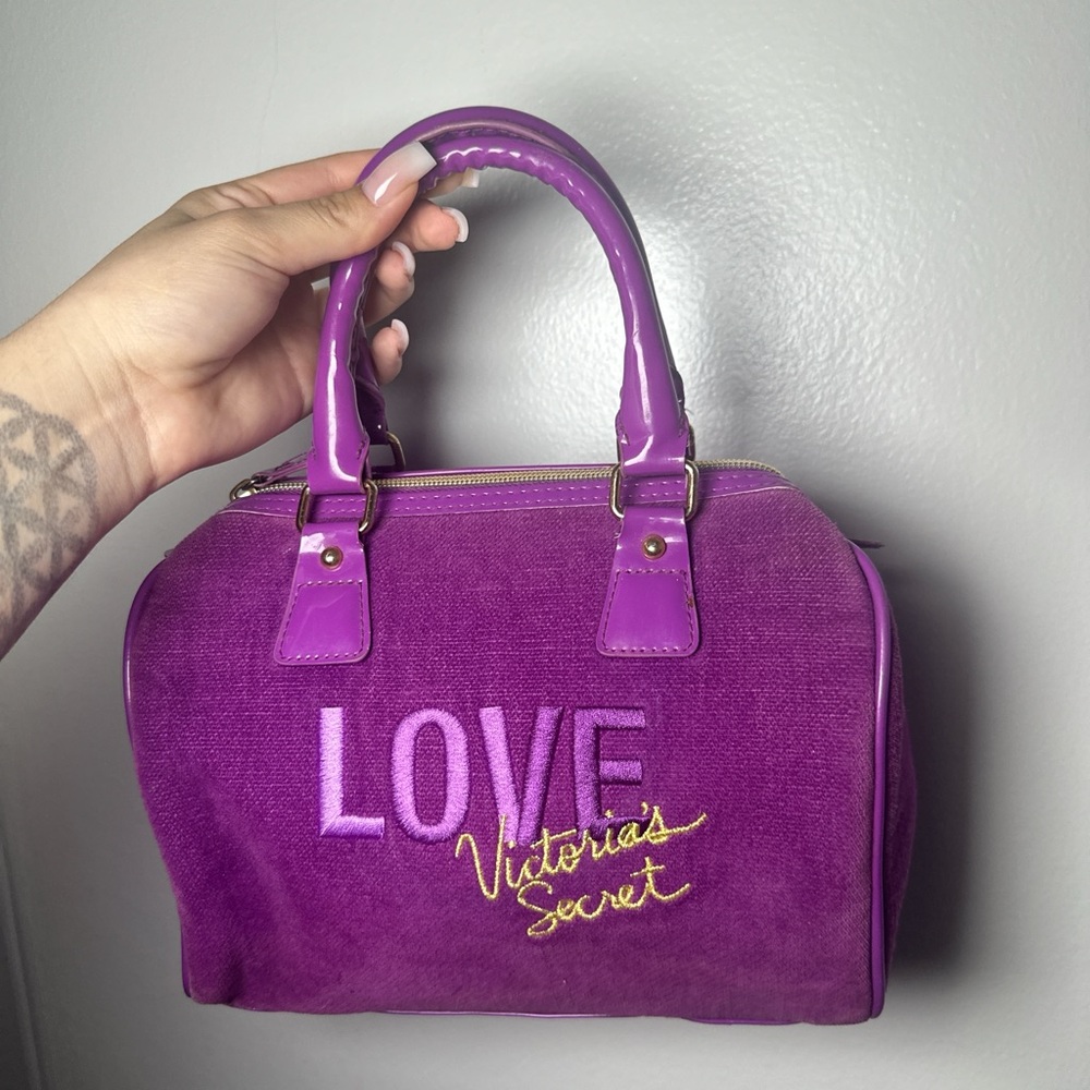 Victoria's Secret Purple Satchel with LOVE Embroidery